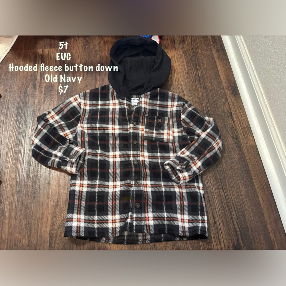 Hooded Fleece Button Down Shirt